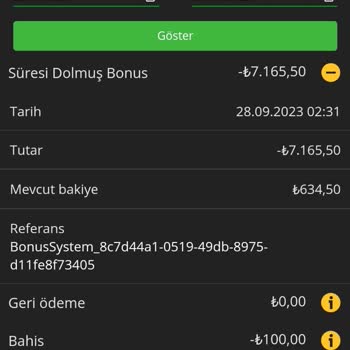 Mobilbahis Yüzde 99 Dolmuş Bonusumun Silinerek Hesabımdan Silinmesi.
