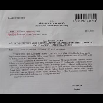 Vodafone Net Şahsıma Ödenmeyen Tutar