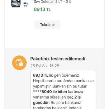 Hepsiburada İsteğim Dışında İade