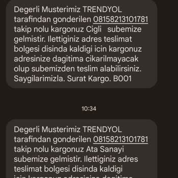 Sürat Kargo Kargo Görevini Yapmıyor