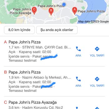 Papa John's Pizza Papa Jones İlgisizlik, Kapanış Saati, Bölge Ayrımı