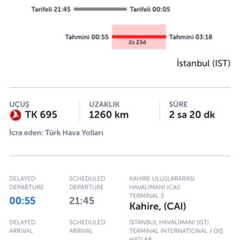 THY TK695 Kahire-İstanbul (Gate F03)