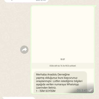 Anadolu Vakfı Anadolu'nun Derneği Tarafından Mesaj Geldi Burs Kazandınız Diye