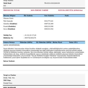YEDAŞ Kaçak Kullanım Tutanağı