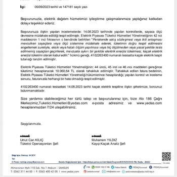 YEDAŞ Kaçak Kullanım Tutanağı