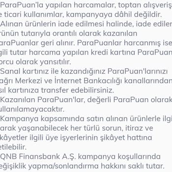 QNB Finansbank Kampanya Kapsamında Kart Puanının Yüklenmemesi
