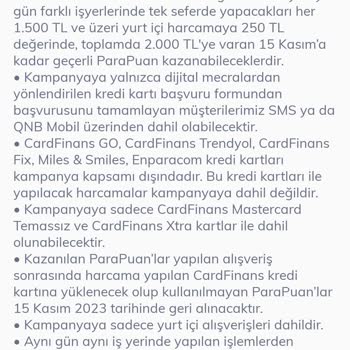 QNB Finansbank Kampanya Kapsamında Kart Puanının Yüklenmemesi