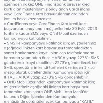 QNB Finansbank Kampanya Kapsamında Kart Puanının Yüklenmemesi