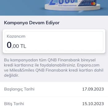 QNB Finansbank Kampanya Kapsamında Kart Puanının Yüklenmemesi