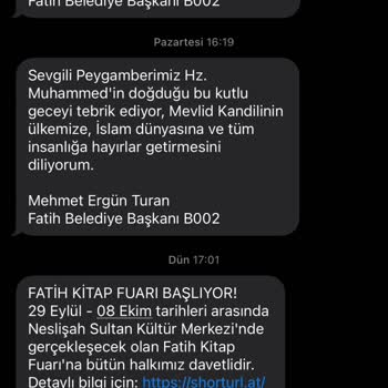 Fatih Belediyesi Fatih Belediye Başkanı İzinsiz SMS Gönderimi