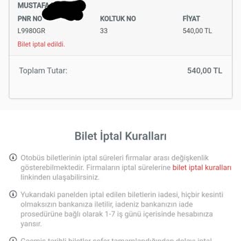 Elazığ Murat Turizm Habersiz Bilet İptali