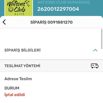 Watsons İndirim Sipariş İptali