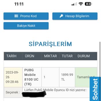 epin.com.tr Epin'in Ödemeyi Almasına Rağmen UC'yi Oyun Hesabına Yollamaması