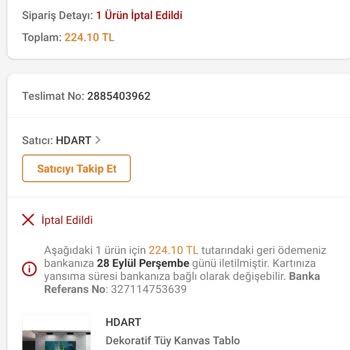 Trendyol Bilgim Dışında Sipariş İptali