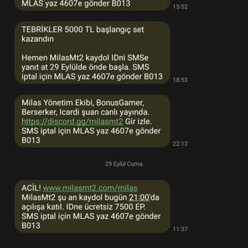 Milasmt2.com SMS Gönderimleri Hakkında Şikayet
