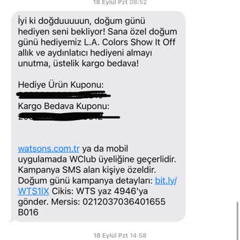 Watsons Doğum Günüme Özel Hediye Kuponu Geçersiz