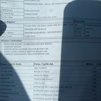 Hyundai Assan 2022 Model Araçla İlgili Servis Sorunları
