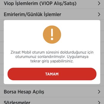 Ziraat Bankası Oturum Sonlanması İşlem Yapılamıyor