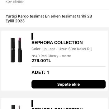 Sephora Mobil Uygulamada Müşteriye Vaat Edilen Gönderilmiyor