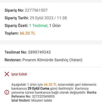 Trendyol Yemek İptali Sonrası Kuryenin Para Talebi