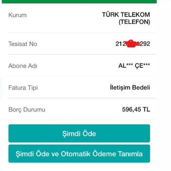 Garanti BBVA Garanti -Türk Telekom Faturasını Hatalı Gösteriyor Mobil Bankacılıkta