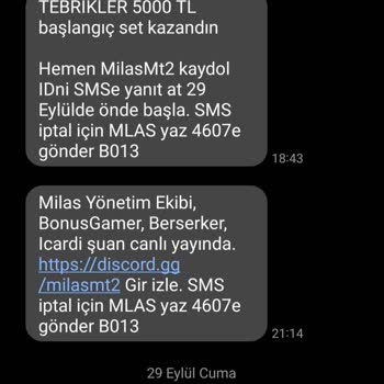 Milasmt2.com İzinsiz Mesaj Gönderilmesi