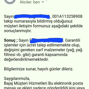 Bajaj Garantiden Yapılan Motosiklet İçin Ücret Alındı