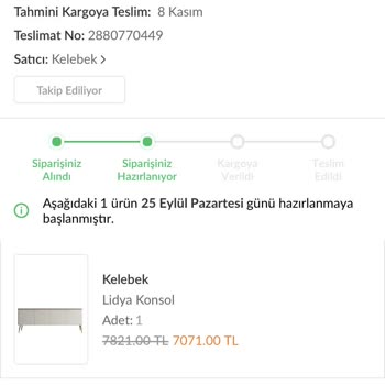 Kelebek Mobilya Trendyol Konsol Teslimat Mağduriyeti