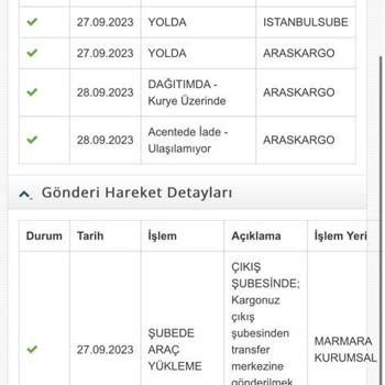 Aras Kargo Güven Şube Teslimatı Hk.