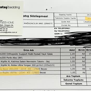 Enza Home Sipariş Teslimat- Şikayet