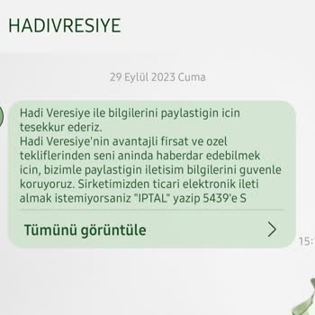 Hadi TOM Pay Hadi Veresiye Mesajı
