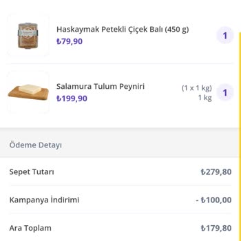 Getir Uygulamasının Eksik Gramajlı Ürün Göndermesi.