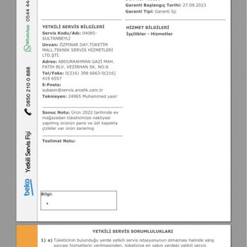 Beko Çamaşır Ve Buzdolabı Makinesi Değişim Talebi