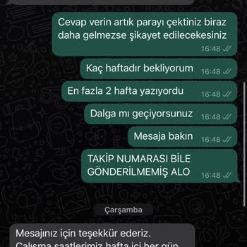 Oyku Wear Kargo Gelmedi Yanıt Yok Mesajlara