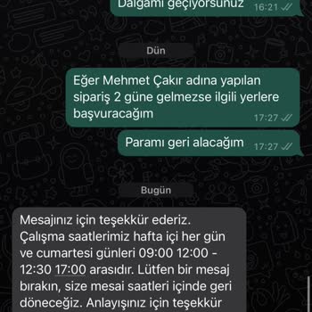 Oyku Wear Kargo Gelmedi Yanıt Yok Mesajlara