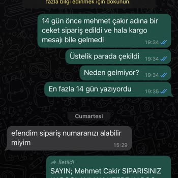 Oyku Wear Kargo Gelmedi Yanıt Yok Mesajlara