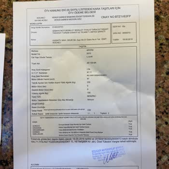 Arora Motor Uygunluk Belgesini İstiyorum