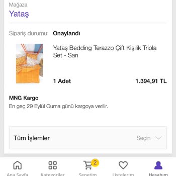 N11'den Yataş Mağazasından Verdiğim Ürün Süresinde Kargoya Verilmedi