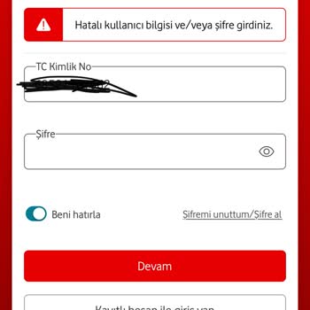 Vodafone Yanımda Evde İnternet Hesabına Giriş Yapamıyorum