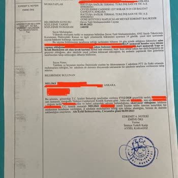 Hattuşa Termal Termal Devre Tatil Sözleşmesi Cayma Hakkı Bildirimi