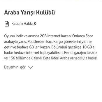 Vodafone 2GB İnternet Kazanılamaması