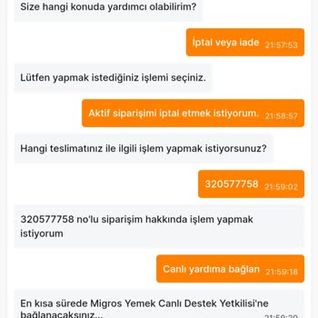 Migros Yemek Popeyes'ten Yemek Söyledim Fakat Bir Saattir Yok