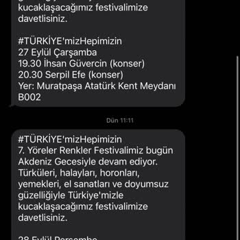 Antalya Muratpaşa Belediyesi Ümit Uysal İstenmeyen Mesajlar