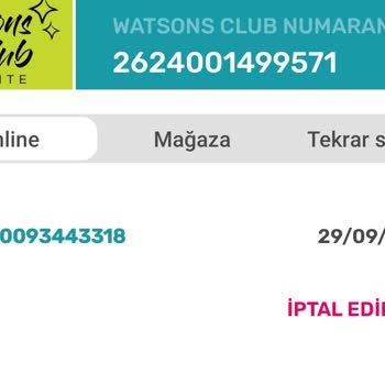 Watsons İptal Edilen Siparişler