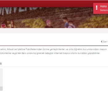 Anadolu Üniversitesi YKS Ek Yerleştirme Sistemde Hata Oluştu Uyarısı!