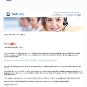 Sunexpress Hava Yolları Check-in İşlemi Sorunu