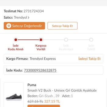 Trendyol İadem İki Aydır Kargoda