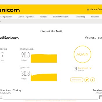 Millenicom İnternet Hız Düşüklüğü