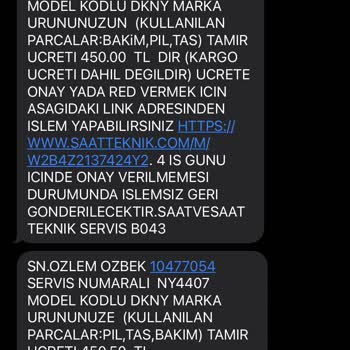 Saat & Saat DKNY Marka Saatimle İlgili Sorunlar