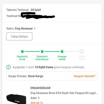 Sürat Kargo 15 Gündür Gelmedi